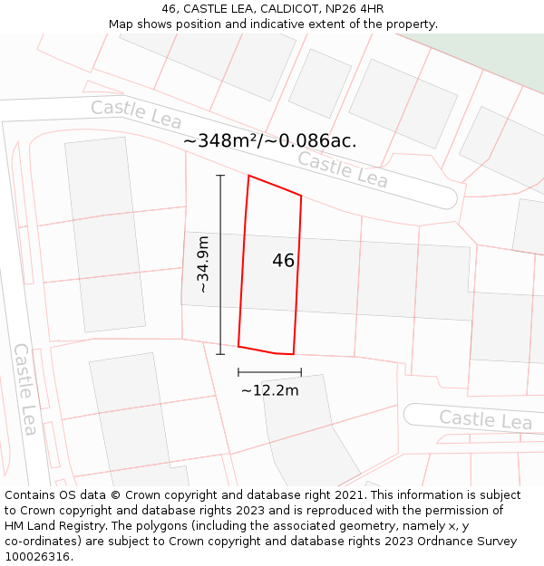 46, CASTLE LEA, CALDICOT, NP26 4HR: Plot and title map