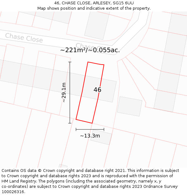 46, CHASE CLOSE, ARLESEY, SG15 6UU: Plot and title map