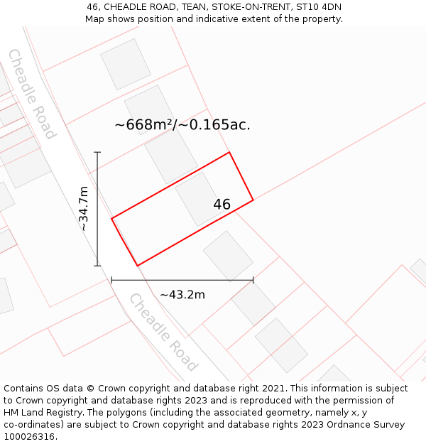 46, CHEADLE ROAD, TEAN, STOKE-ON-TRENT, ST10 4DN: Plot and title map