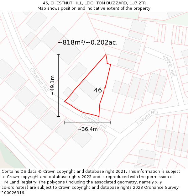 46, CHESTNUT HILL, LEIGHTON BUZZARD, LU7 2TR: Plot and title map