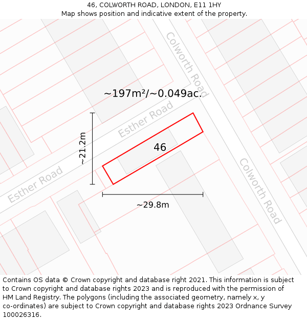 46, COLWORTH ROAD, LONDON, E11 1HY: Plot and title map