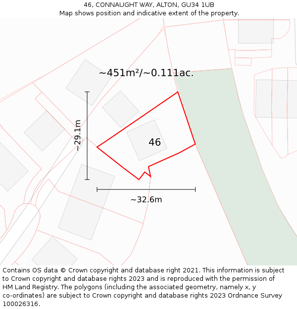 46, CONNAUGHT WAY, ALTON, GU34 1UB: Plot and title map