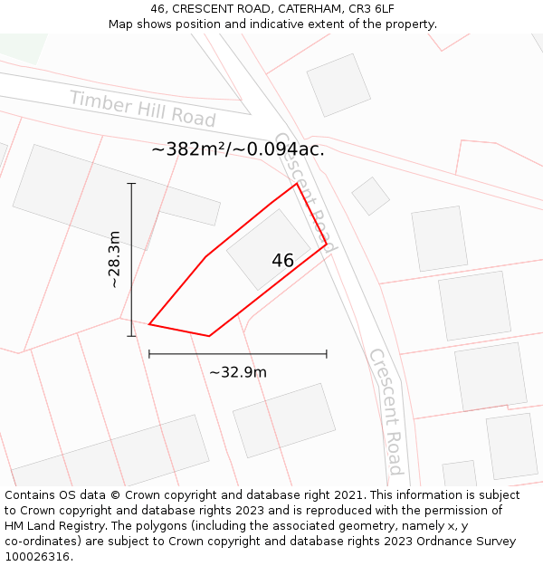 46, CRESCENT ROAD, CATERHAM, CR3 6LF: Plot and title map