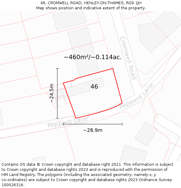 46, CROMWELL ROAD, HENLEY-ON-THAMES, RG9 1JH: Plot and title map