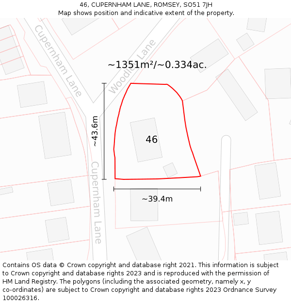 46, CUPERNHAM LANE, ROMSEY, SO51 7JH: Plot and title map