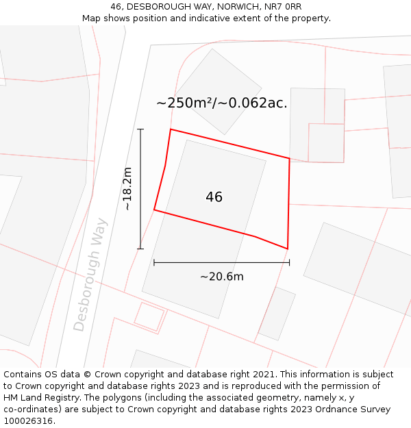 46, DESBOROUGH WAY, NORWICH, NR7 0RR: Plot and title map