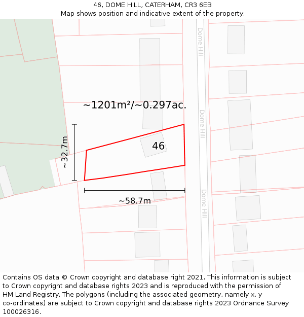 46, DOME HILL, CATERHAM, CR3 6EB: Plot and title map