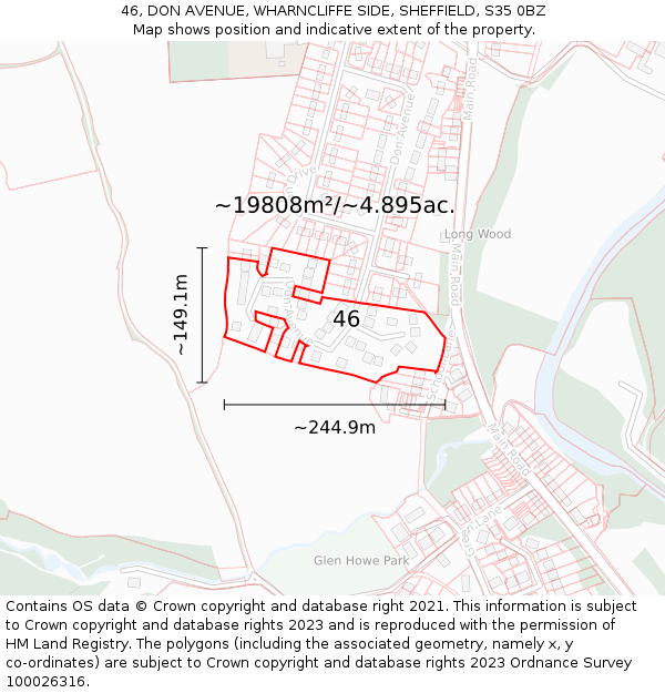 46, DON AVENUE, WHARNCLIFFE SIDE, SHEFFIELD, S35 0BZ: Plot and title map