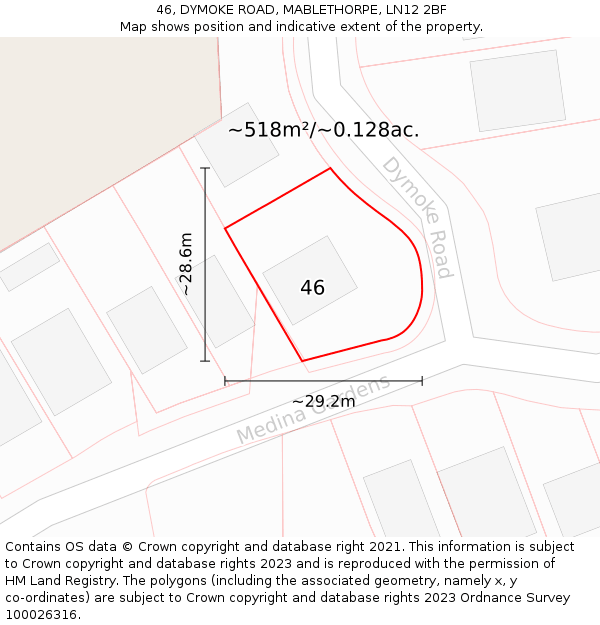 46, DYMOKE ROAD, MABLETHORPE, LN12 2BF: Plot and title map