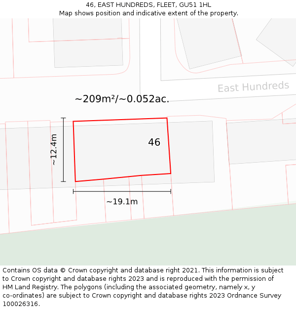 46, EAST HUNDREDS, FLEET, GU51 1HL: Plot and title map