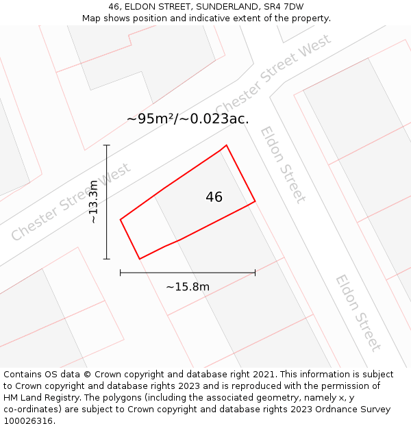 46, ELDON STREET, SUNDERLAND, SR4 7DW: Plot and title map