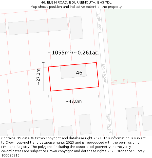 46, ELGIN ROAD, BOURNEMOUTH, BH3 7DL: Plot and title map