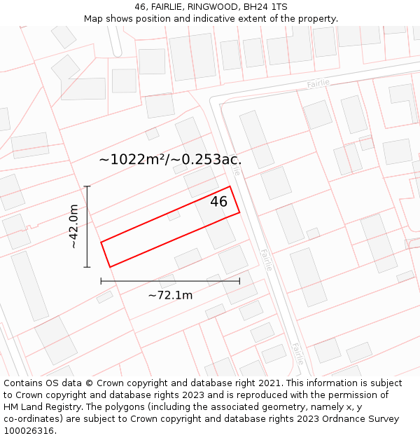 46, FAIRLIE, RINGWOOD, BH24 1TS: Plot and title map