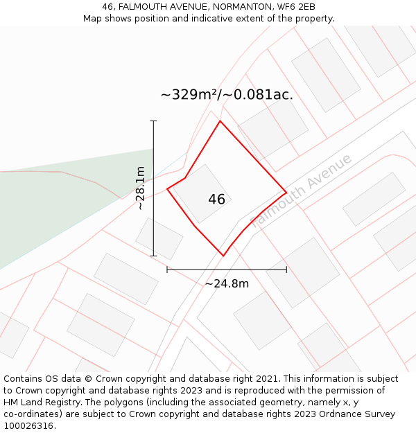 46, FALMOUTH AVENUE, NORMANTON, WF6 2EB: Plot and title map