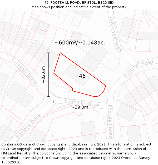 46, FOOTSHILL ROAD, BRISTOL, BS15 8EX: Plot and title map