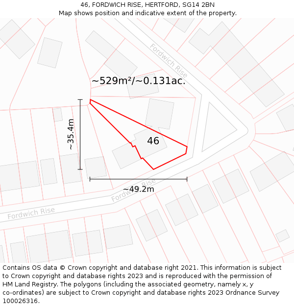 46, FORDWICH RISE, HERTFORD, SG14 2BN: Plot and title map