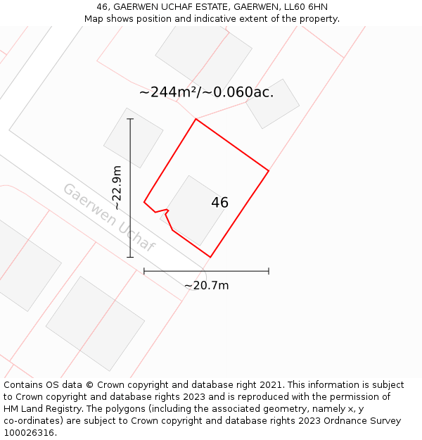 46, GAERWEN UCHAF ESTATE, GAERWEN, LL60 6HN: Plot and title map