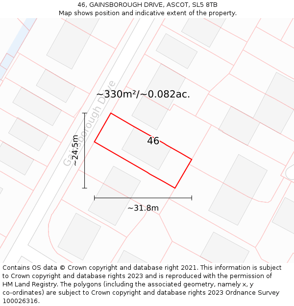 46, GAINSBOROUGH DRIVE, ASCOT, SL5 8TB: Plot and title map