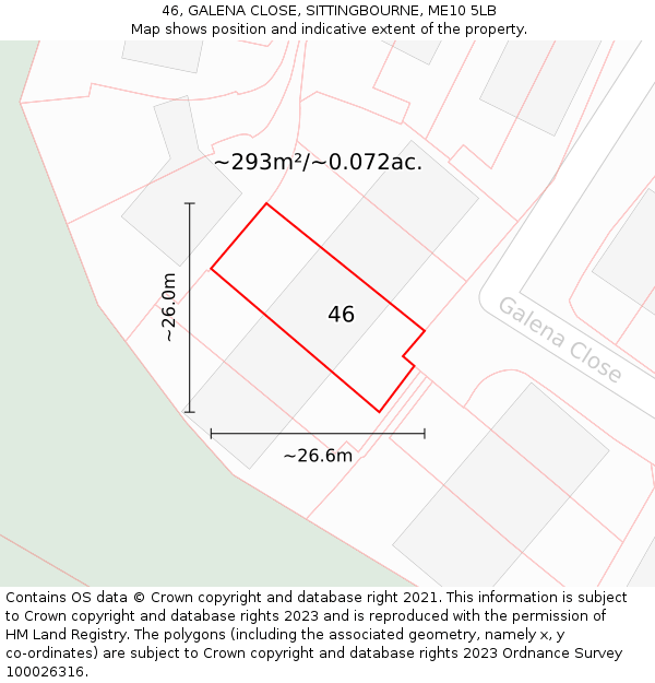 46, GALENA CLOSE, SITTINGBOURNE, ME10 5LB: Plot and title map