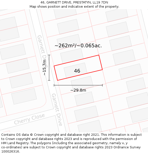 46, GARNETT DRIVE, PRESTATYN, LL19 7DN: Plot and title map