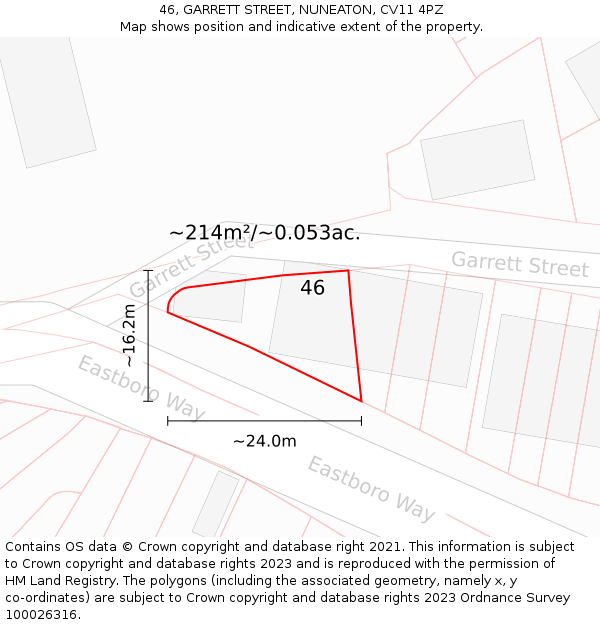 46, GARRETT STREET, NUNEATON, CV11 4PZ: Plot and title map