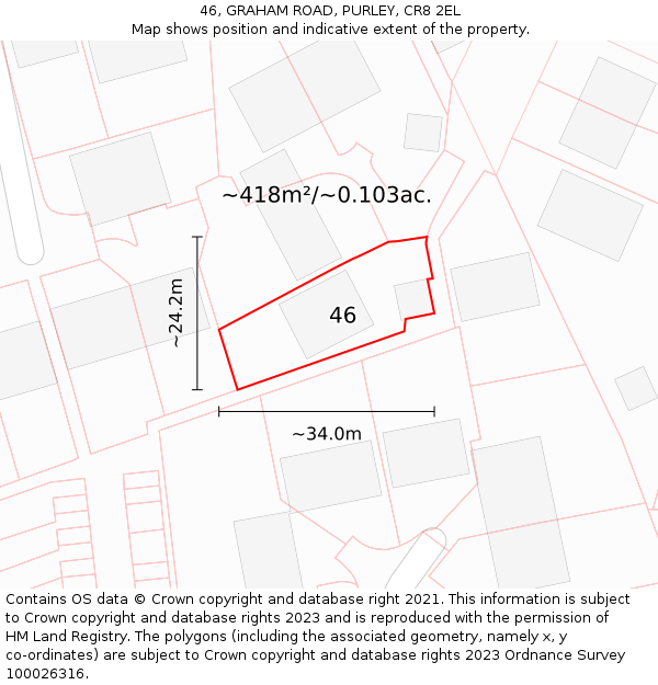 46, GRAHAM ROAD, PURLEY, CR8 2EL: Plot and title map