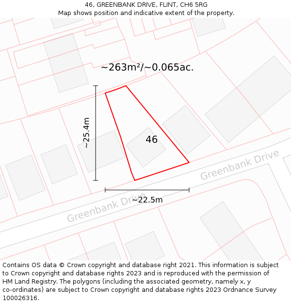 46, GREENBANK DRIVE, FLINT, CH6 5RG: Plot and title map