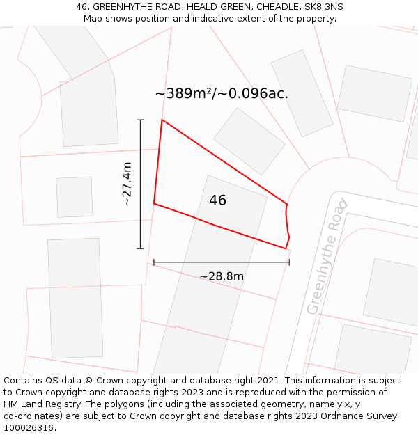 46, GREENHYTHE ROAD, HEALD GREEN, CHEADLE, SK8 3NS: Plot and title map