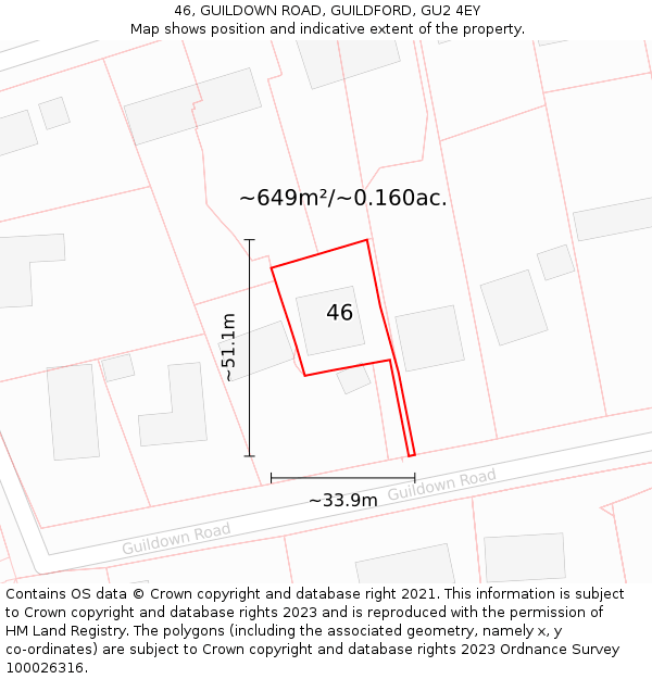 46, GUILDOWN ROAD, GUILDFORD, GU2 4EY: Plot and title map