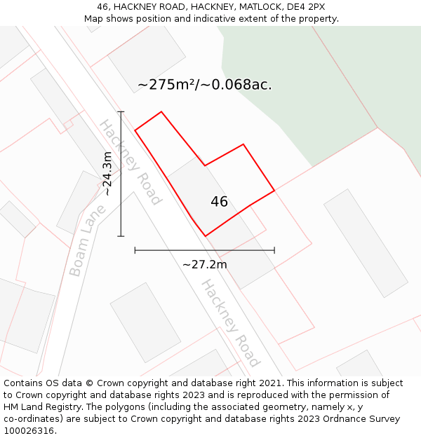 46, HACKNEY ROAD, HACKNEY, MATLOCK, DE4 2PX: Plot and title map