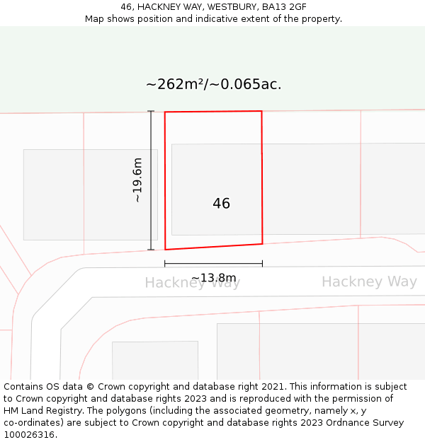 46, HACKNEY WAY, WESTBURY, BA13 2GF: Plot and title map