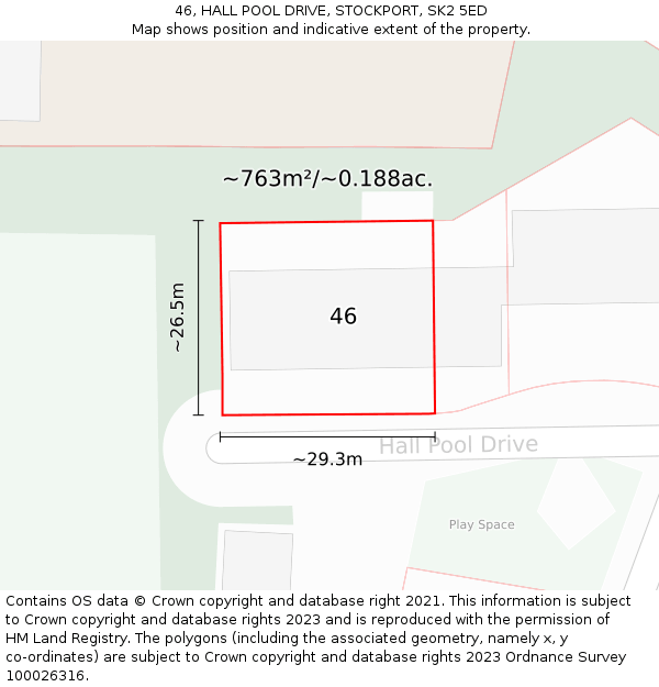46, HALL POOL DRIVE, STOCKPORT, SK2 5ED: Plot and title map