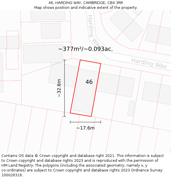 46, HARDING WAY, CAMBRIDGE, CB4 3RR: Plot and title map