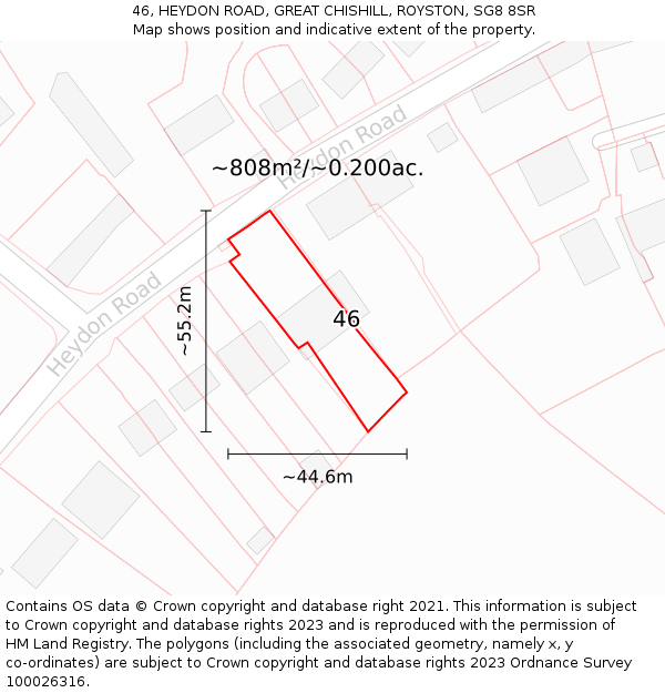 46, HEYDON ROAD, GREAT CHISHILL, ROYSTON, SG8 8SR: Plot and title map