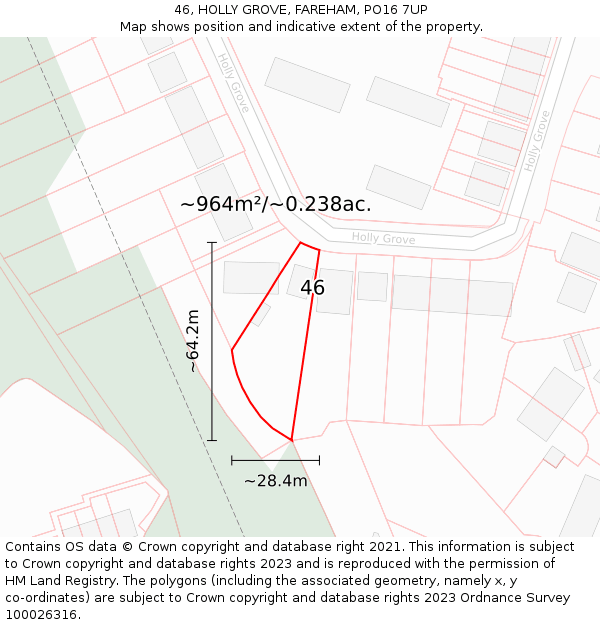 46, HOLLY GROVE, FAREHAM, PO16 7UP: Plot and title map