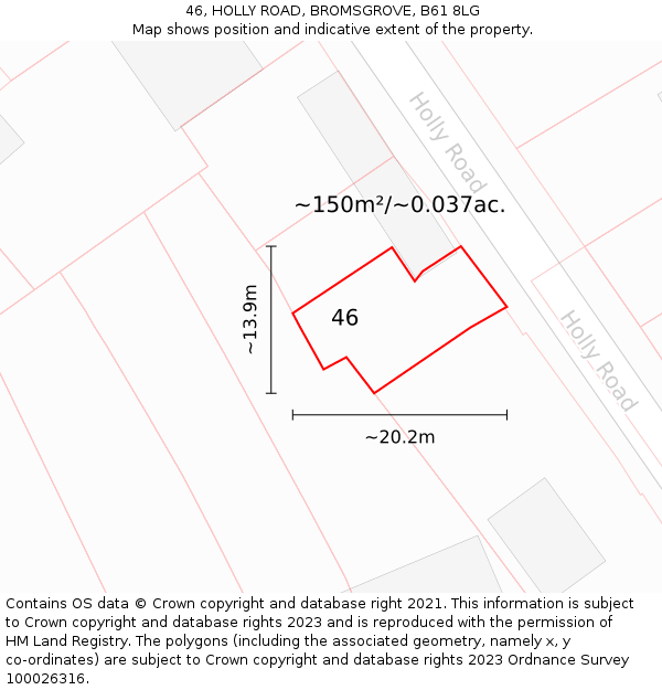 46, HOLLY ROAD, BROMSGROVE, B61 8LG: Plot and title map