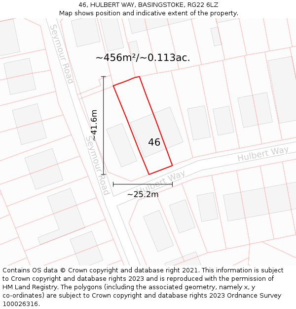 46, HULBERT WAY, BASINGSTOKE, RG22 6LZ: Plot and title map