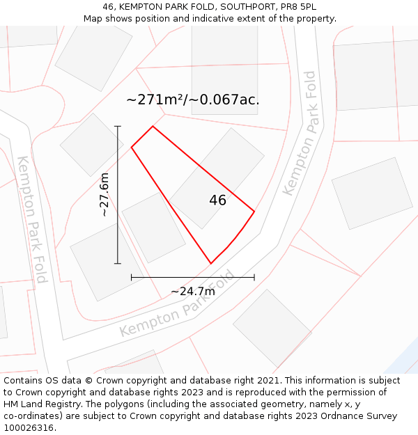 46, KEMPTON PARK FOLD, SOUTHPORT, PR8 5PL: Plot and title map