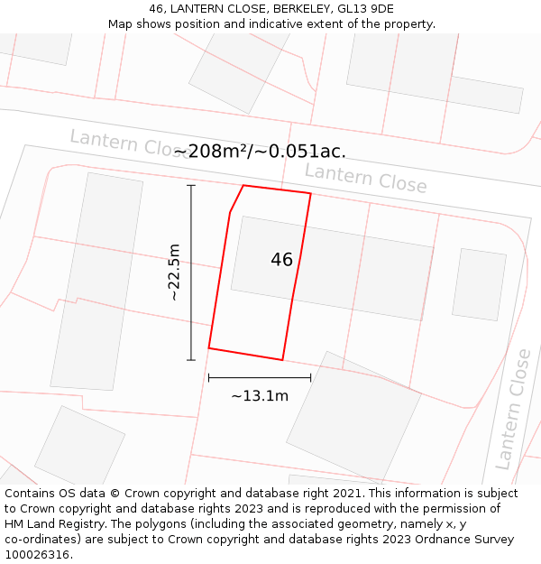 46, LANTERN CLOSE, BERKELEY, GL13 9DE: Plot and title map