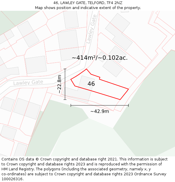46, LAWLEY GATE, TELFORD, TF4 2NZ: Plot and title map