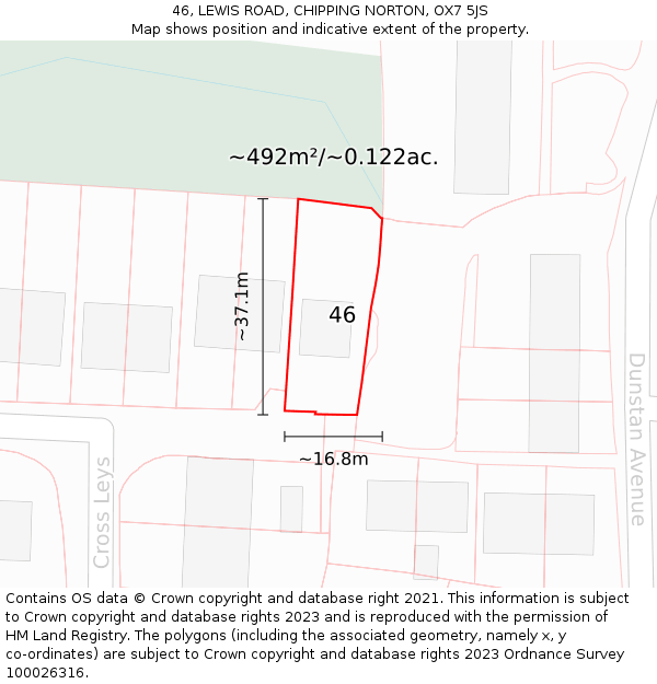 46, LEWIS ROAD, CHIPPING NORTON, OX7 5JS: Plot and title map