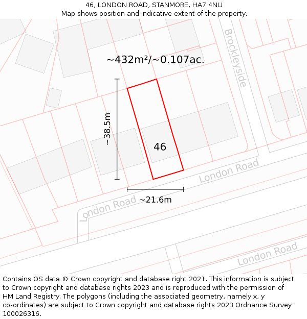 46, LONDON ROAD, STANMORE, HA7 4NU: Plot and title map