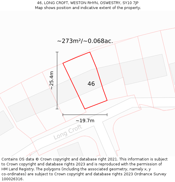 46, LONG CROFT, WESTON RHYN, OSWESTRY, SY10 7JP: Plot and title map