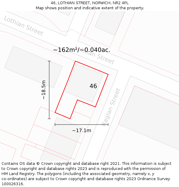 46, LOTHIAN STREET, NORWICH, NR2 4PL: Plot and title map