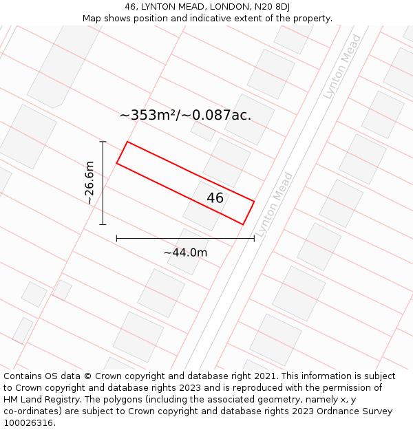 46, LYNTON MEAD, LONDON, N20 8DJ: Plot and title map