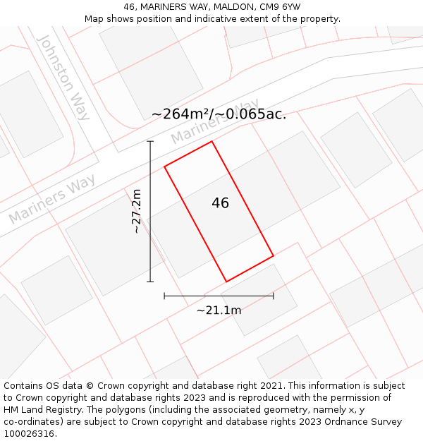 46, MARINERS WAY, MALDON, CM9 6YW: Plot and title map