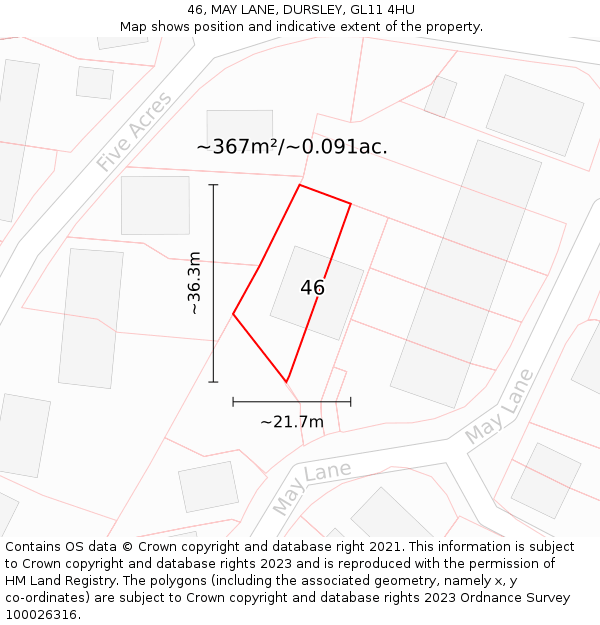 46, MAY LANE, DURSLEY, GL11 4HU: Plot and title map