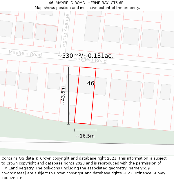 46, MAYFIELD ROAD, HERNE BAY, CT6 6EL: Plot and title map