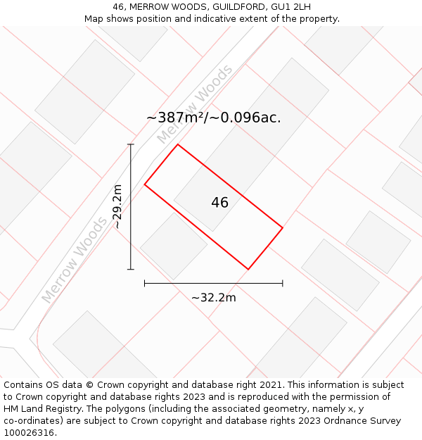 46, MERROW WOODS, GUILDFORD, GU1 2LH: Plot and title map