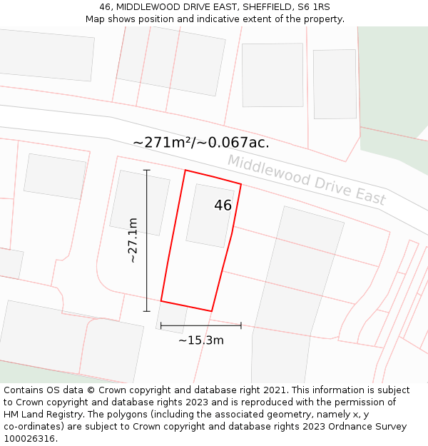 46, MIDDLEWOOD DRIVE EAST, SHEFFIELD, S6 1RS: Plot and title map
